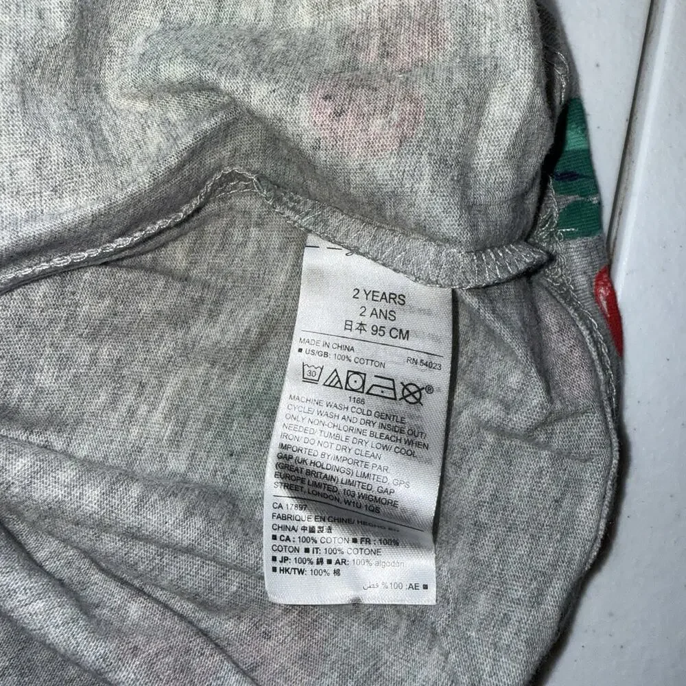 Baby Gap Girl’s Toddler Dress Long Sleeve Cherry Print Gray Size 2 Years NWT - Picture 5 of 5